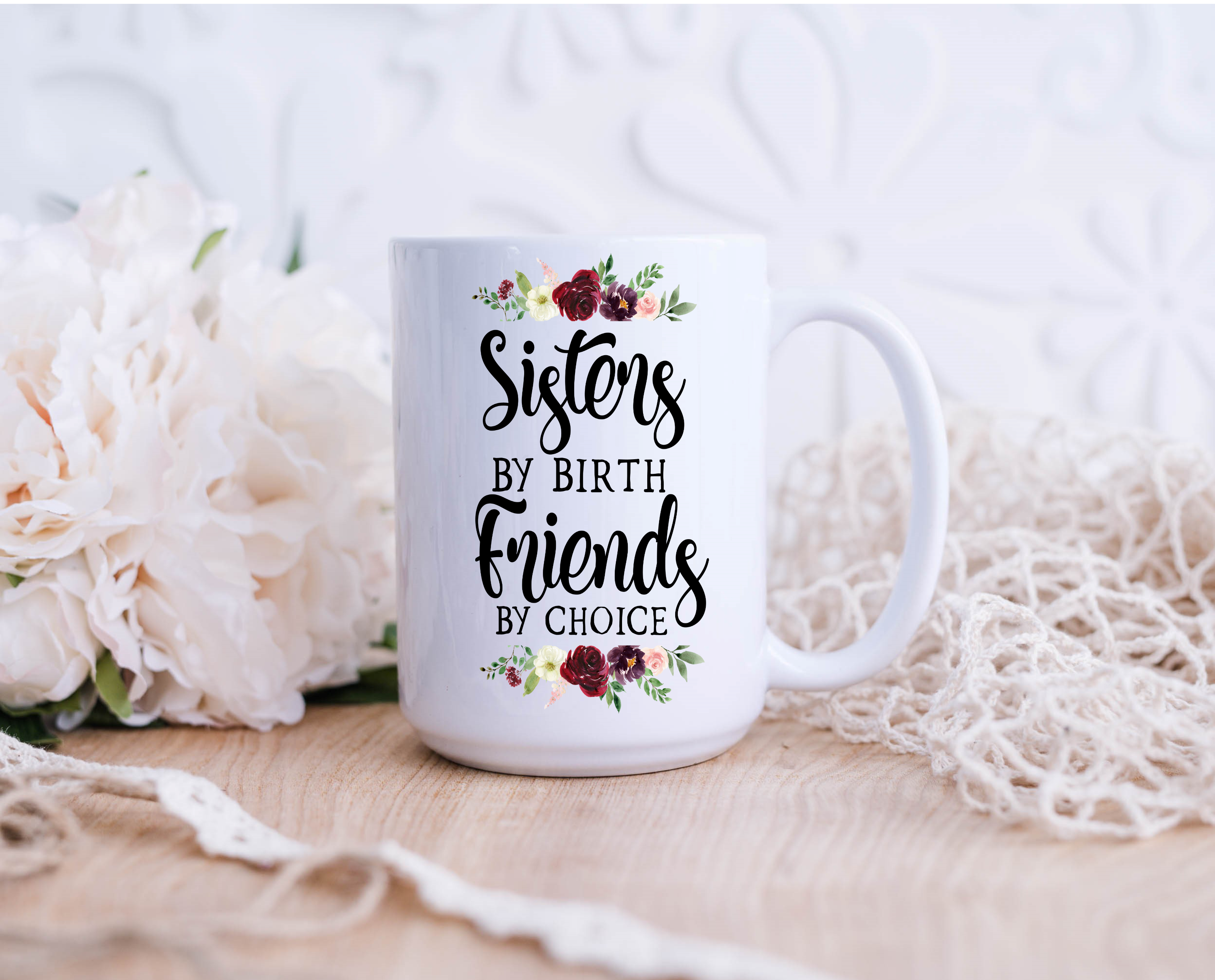 15 oz. Sublimation Mugs w/Matching Coasters for Sisters