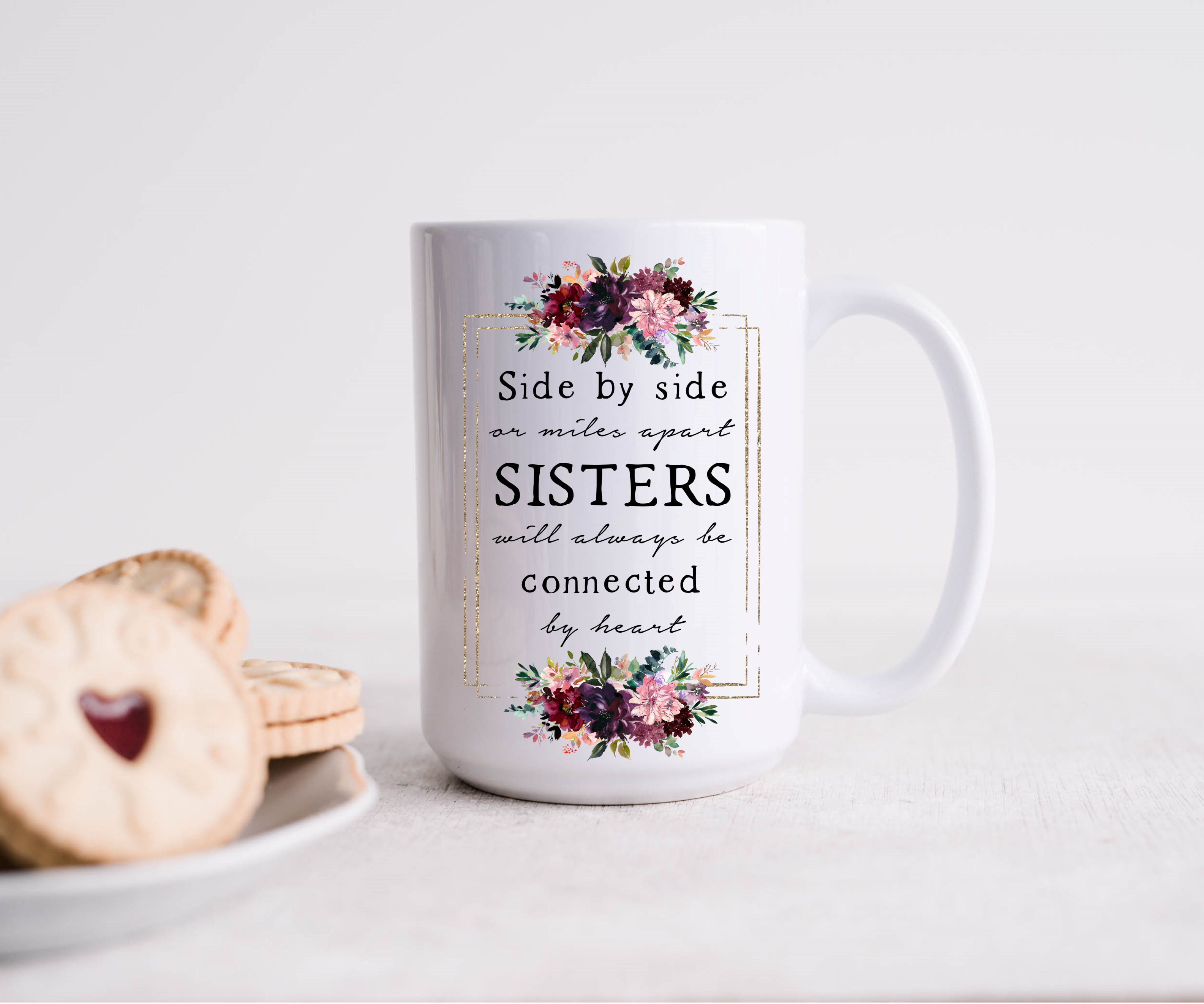 15 oz. Sublimation Mugs w/Matching Coasters for Sisters